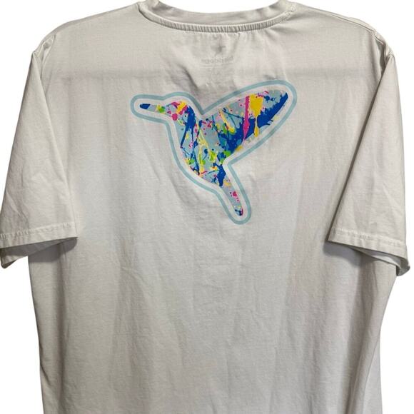 Birddogs Splatter Graphic Tee Shirt Short Sleeves Crewneck White Blue Size XL - Picture 6 of 10